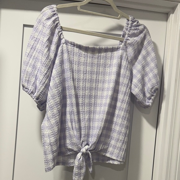 LOFT Lilac Checkered Blouse - Picture 1 of 3